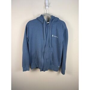 Cotopaxi Mens Full Zip Hoodie Blue Organic Cotton Recycled Fleece Medium Logo